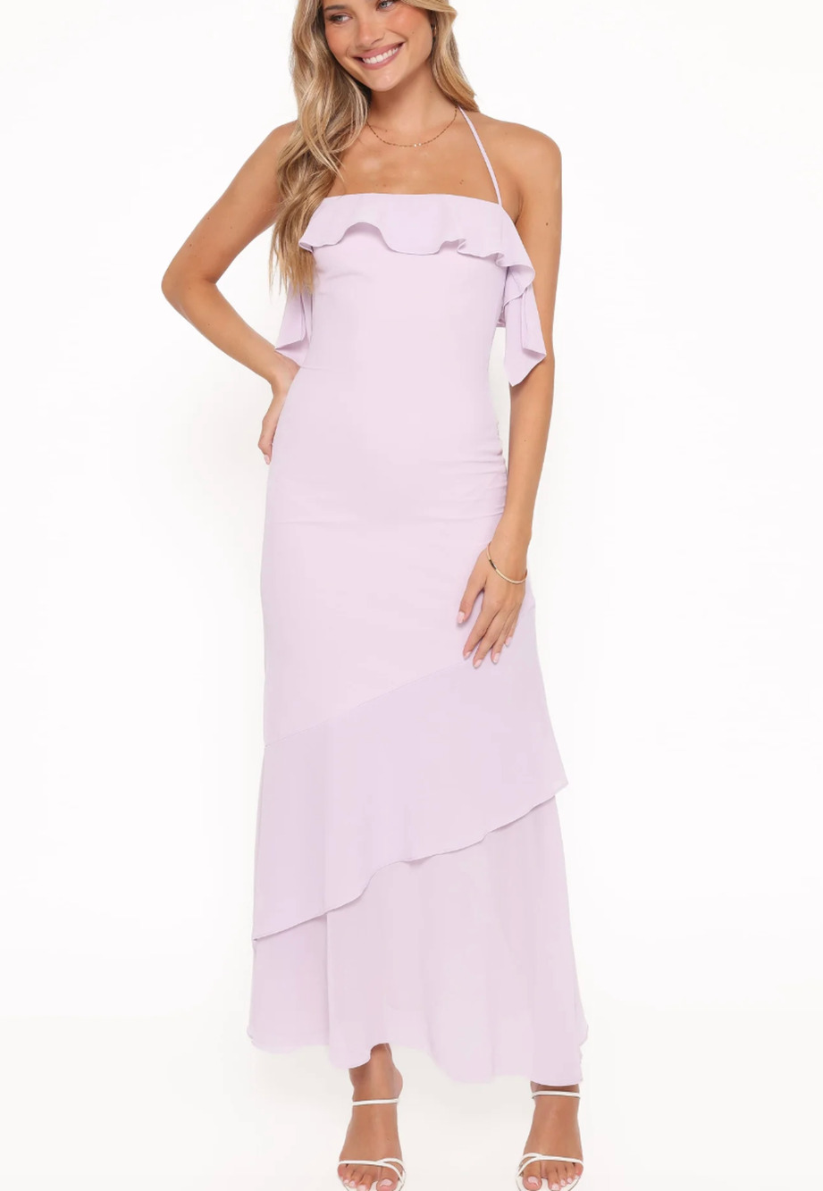 Petal + Pug Illuka Lilac One Shoulder Tie Maxi Dress Size M NWT Romantic Formal